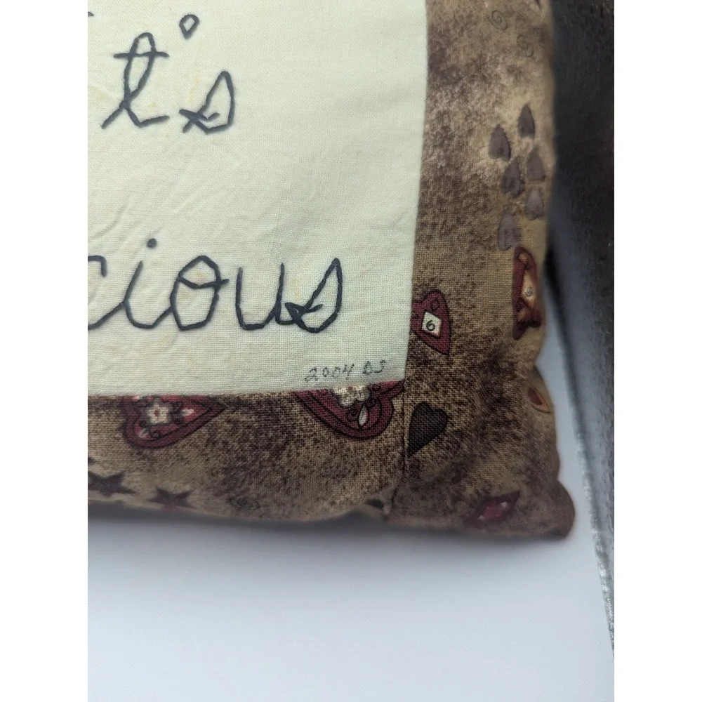 Vintage Handmade Quilted Throw‎ Pillow Enjoy Life Its Precious Decorative Accent